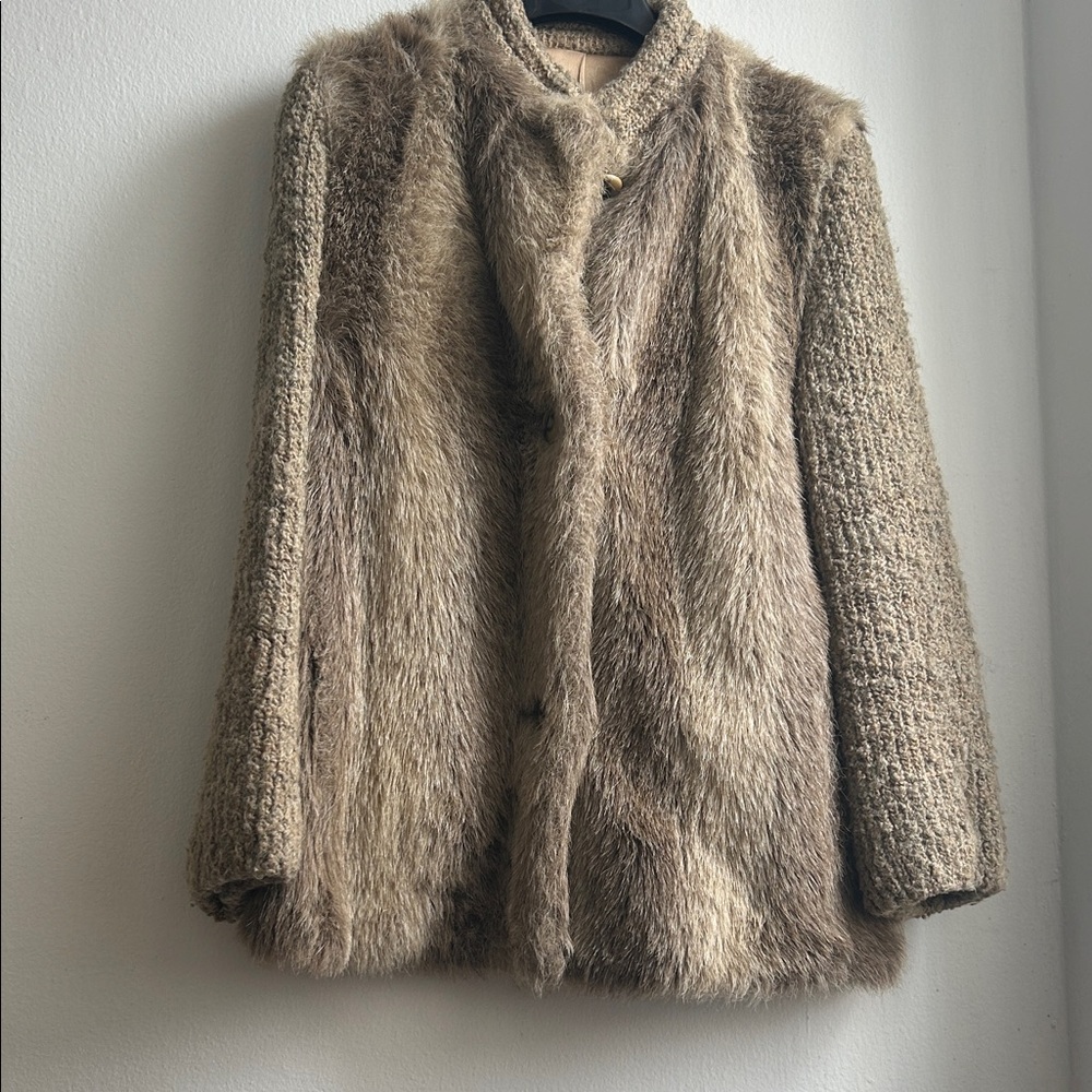 Vintage light Brown Faux Fur Coat